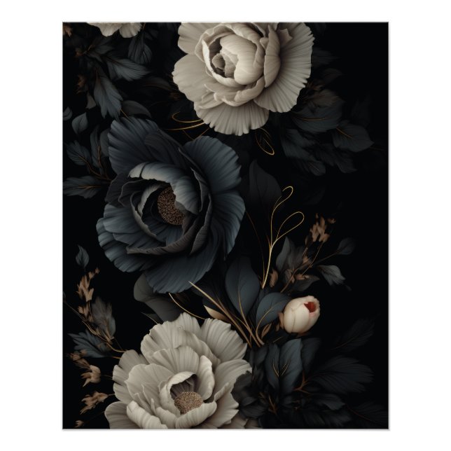 Black and White Flowers Poster (Front)