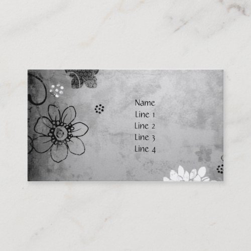 Black and White Flowers Profile Card Business Card Templates