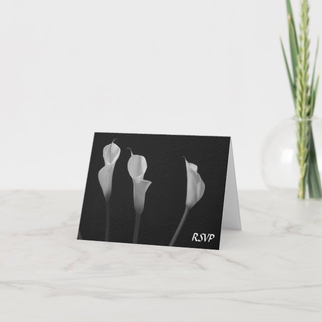 Black and White Flowers RSVP Invitation (Front)