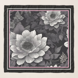Black and White Flowers Scarf