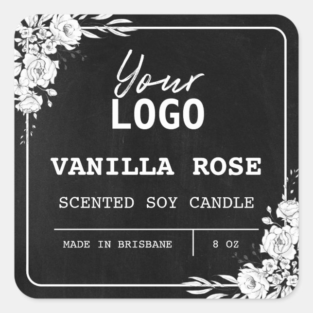 Black And White Flowers Scented Product Labels (Front)