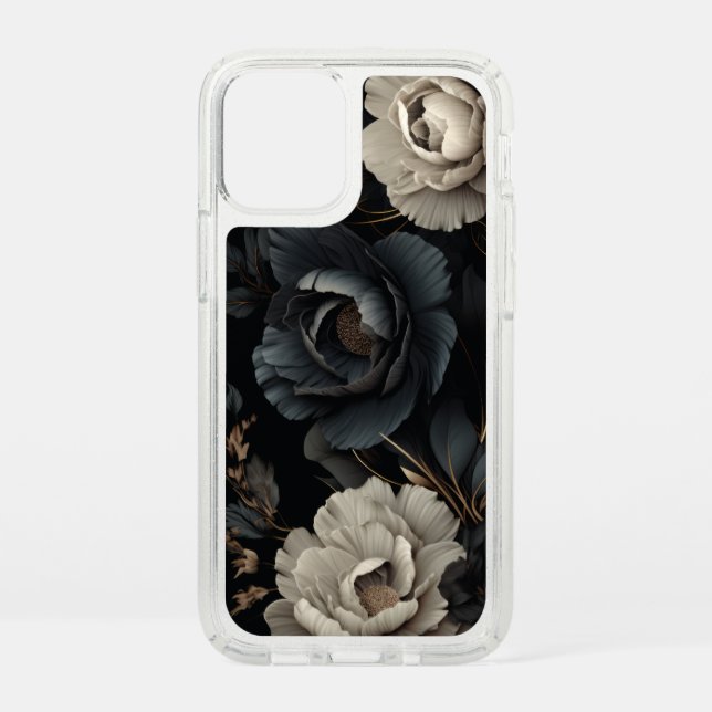 Black and White Flowers Speck iPhone 12 Mini Case (Front)