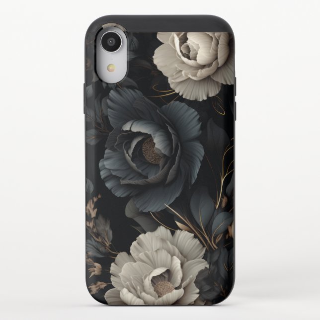 Black and White Flowers Uncommon iPhone Case (Back)