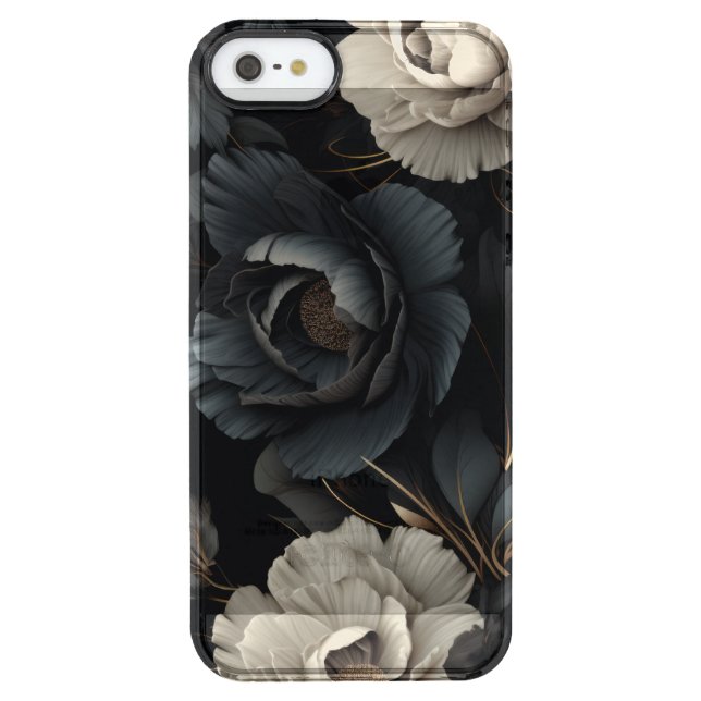 Black and White Flowers Uncommon iPhone Case (Back)