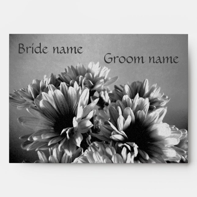 Black and white Flowers Wedding Envelope Templ (Front)