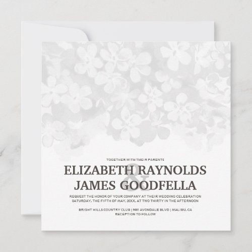 Black And White Flowers Wedding Invitations
