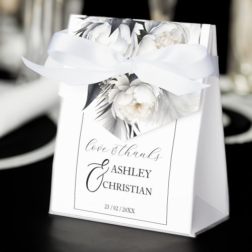 Black and white flowers wedding template favor boxes