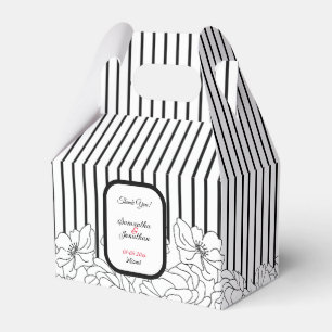 Black and White Flowers with Stripes Favor Boxes