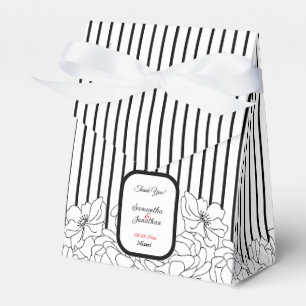 Black and White Flowers with Stripes Favor Boxes