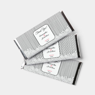 Black and White Flowers with Stripes Hershey Bar Favors