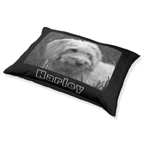 Black and white fluffy furry dog pet pillow bed
