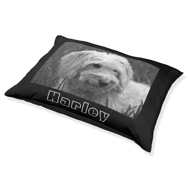 Black and white fluffy furry dog pet pillow bed Zazzle