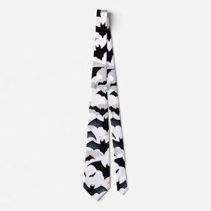 Black and white flying Bats Neck Tie