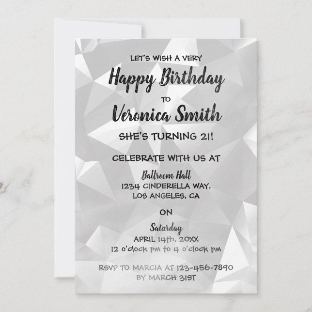 Black and White Foggy Birthday Invitation (Front)