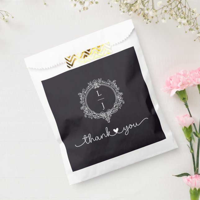 black and white foliage Crest wedding invitation Favor Bag (Sealed)