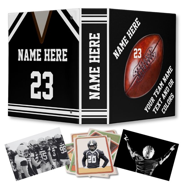 Black and White Football Binder Album PERSONALIZED (Football Photo Album. Football Binder. Football Cards Binder. Football trading card album. Black.)