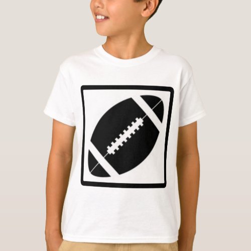Black and White Football Icon Silhouette T_Shirt