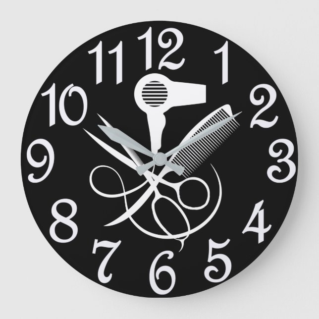 Black And White For Beauty Salon Large Clock (Front)