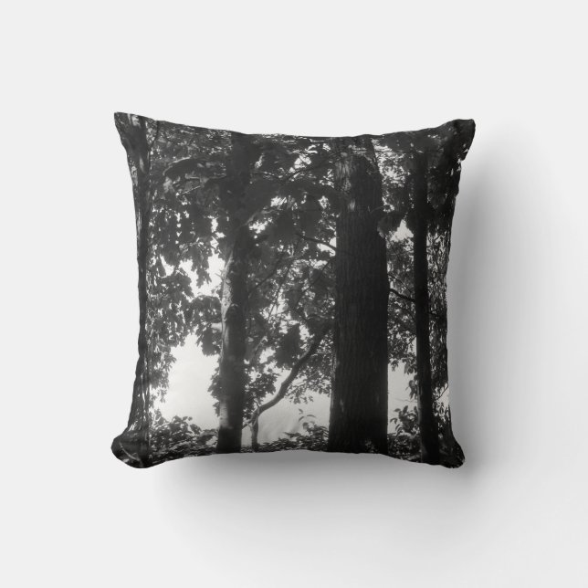 Black and White Forest Throw Pillow (Front)