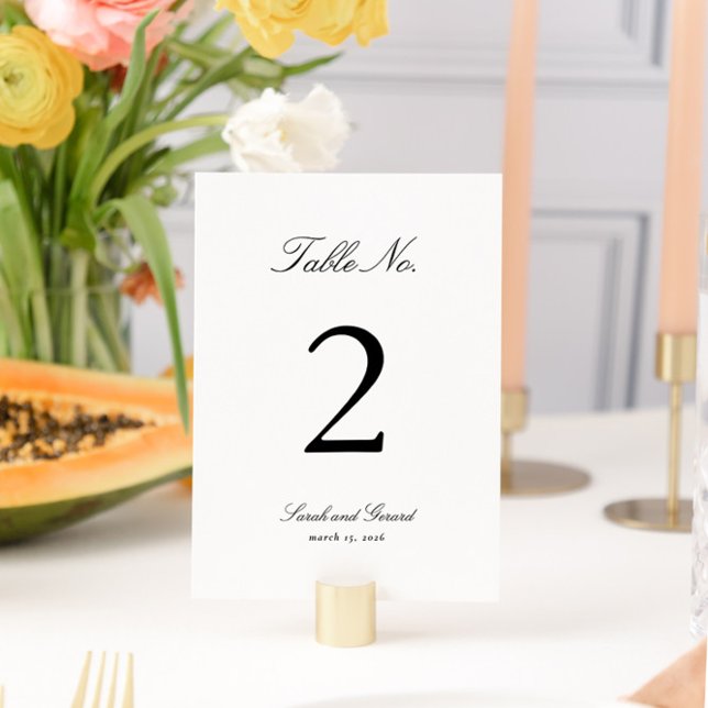 Black and White Formal and Elegant Wedding Sign Table Number (Creator Uploaded)