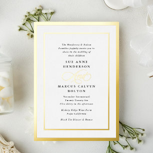 Black and White Formal Modern Calligraphy Wedding Foil Invitation