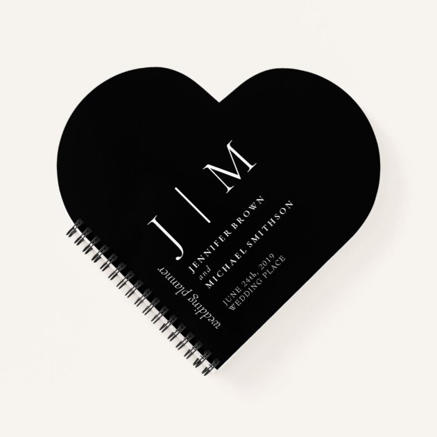 Black and White Formal Simple Love Wedding Notebook