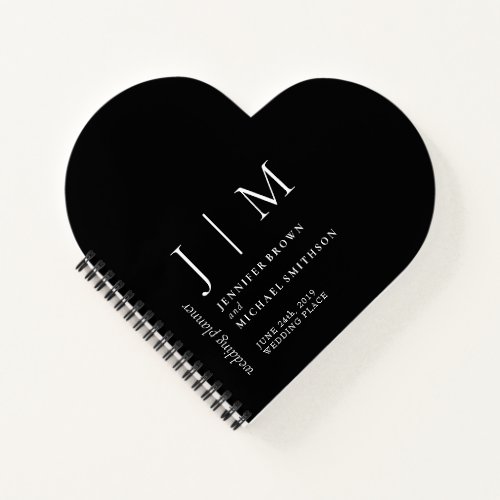 Black and White Formal Simple Love Wedding Notebook