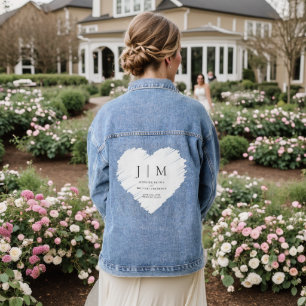 Black and White Formal Simple Monogram heart Denim Jacket
