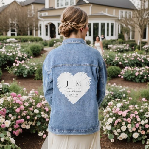 Black and White Formal Simple Monogram heart Denim Jacket