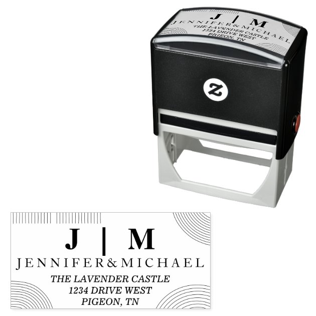 Black and White Formal Simple Wedding Suite Geo Self-inking Stamp