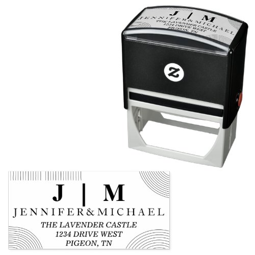 Black and White Formal Simple Wedding Suite Geo Self_inking Stamp