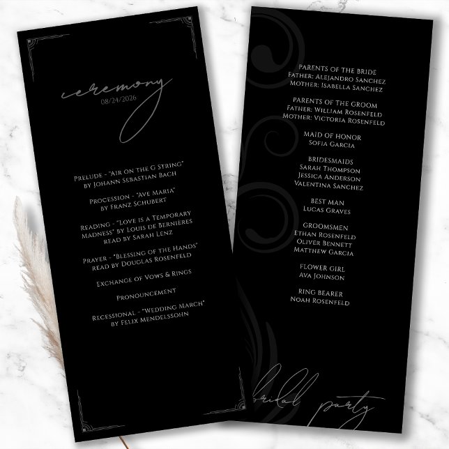 Black and White Formal Vintage Wedding Program (Creator Uploaded)