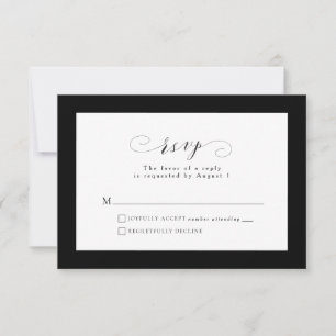 Black and white formal wedding RSVP card