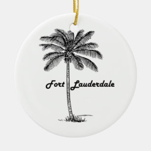 Black and White Fort Lauderdale & Palm design Ceramic Ornament