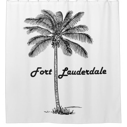 Black and White Fort Lauderdale  Palm design Shower Curtain
