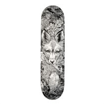 Black and white Fox nature Skate Deck Skateboard Black and white Fox nature Skate Deck Skateboard
