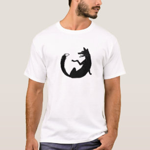 Black and White Fox Tribal Tattoo Symbol T-Shirt