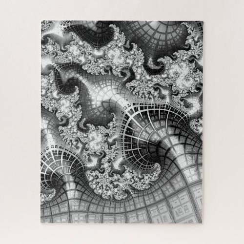 Black and White Fractal Art Impossible Jigsaw Puzzle