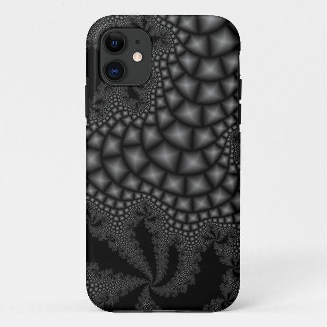 Black and white fractal art iphone case (Back)