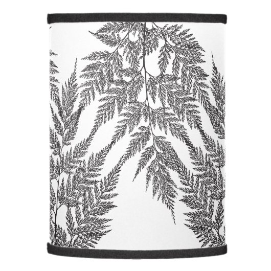 Black and White Fragile Fern Silhouette Lamp Shade (Left)