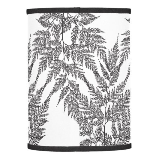 Black and White Fragile Fern Silhouette Lamp Shade (Back)