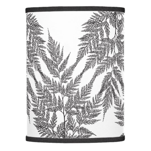Black and White Fragile Fern Silhouette Lamp Shade (Front)