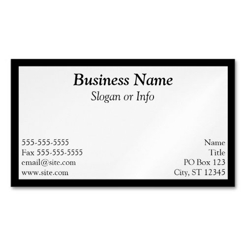 Black and White Frame Business Card Magnet