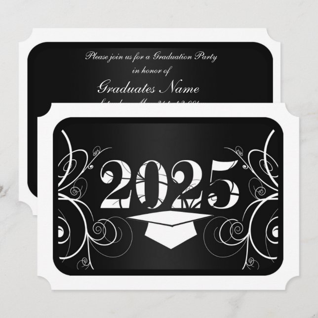 Black and White Frame Graduation Party Invitation (Front/Back)