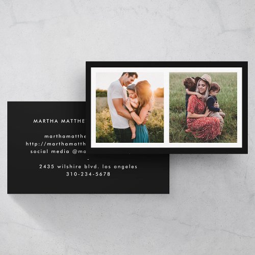 Black and White Frame Minimal Photo Business Card