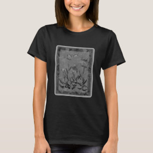 Black And White Framed Daisies Floral Art T-Shirt