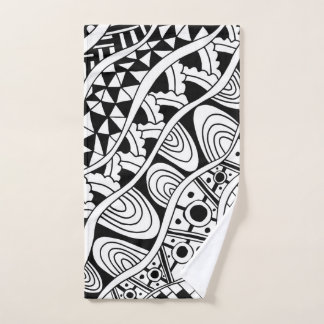 Black and White Free-hand Pattern Hand Towel