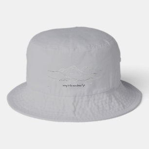 Black and White Freehand Sketch Minimal Mountains Bucket Hat