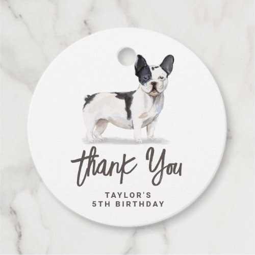 Black and White French Bulldog Birthday Thank You Favor Tags