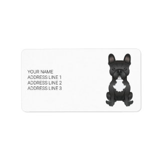 Black And White French Bulldog Cartoon Dog &amp; Text Label